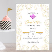 Onze kostbare edelsteen Paarse & gouden verjaardag Kaart