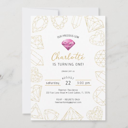 Onze kostbare edelsteen roze & gouden verjaardagsu kaart (Voorkant)