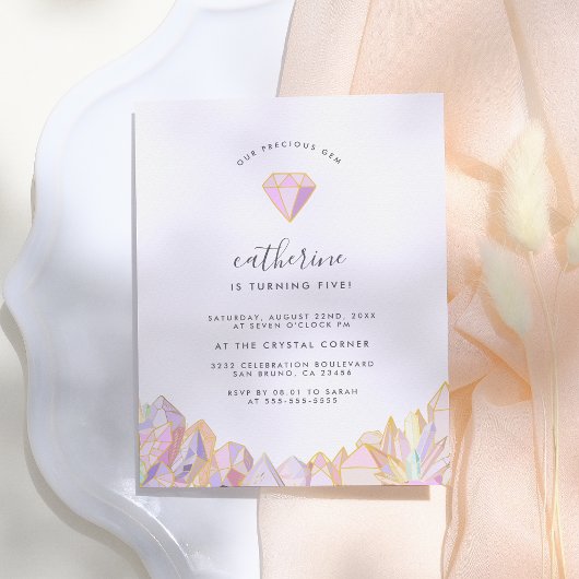 Onze kostbare Gem Girly Birthday Party Uitnodiging Briefkaart