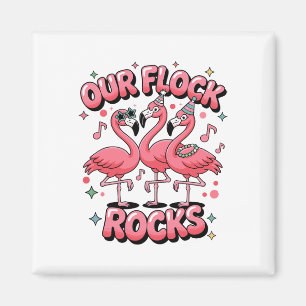 Onze Kudde Rocks Flamingo Bijpassende Familie Vaka Magneet