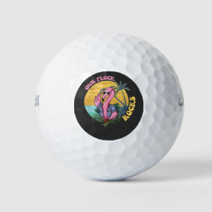 Onze kudde Rocks Flamingo Groovy Retro Golfballen