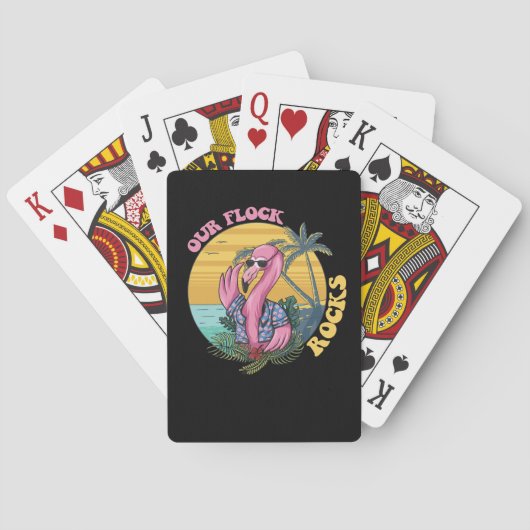 Onze kudde Rocks Flamingo Groovy Retro Pokerkaarten (Achterkant)