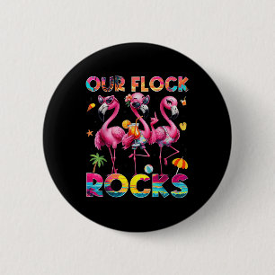 Onze Kudde Rocks Flamingo Zomer Vakantie Familie M Ronde Button 5,7 Cm