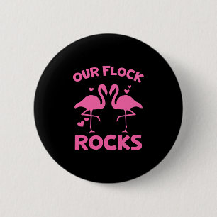 Onze kudde rockt Flamingo bijpassende gezinsvakant Ronde Button 5,7 Cm