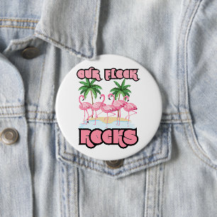 Onze kudde rockt Flamingo pret familie vrienden Ronde Button 4,0 Cm
