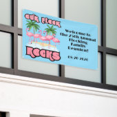 Onze kudde rots custom flamingo familie samenkomst spandoek (Buitenkant Gebouw)