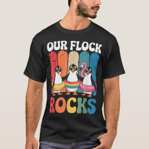 Onze kudde rotsen Cute Pinguïn Familie Liefde Zome T-shirt