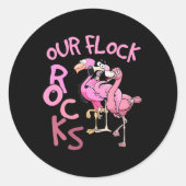 Onze kudde zet flamingo's op elkaar afgestemd op f ronde sticker (Voorkant)