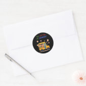 Onze laatste schooldag - Leuke Kinder bus Ronde Sticker (Envelop)