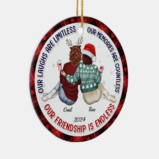 Onze lachen zijn grenzeloos - Bestie gepersonalise Keramisch Ornament (Rechts)