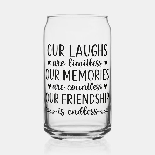 Onze Lachsalvo's Zijn Onbeperkt Vriendschapsquote Blikvorm Glas (Voorkant)