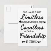 Onze lachsalvo's zijn onbeperkt Vriendschapsquote Briefkaart (Voorkant / Achterkant)