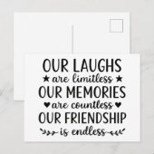 Onze lachsalvo's zijn onbeperkt Vriendschapsquote Briefkaart (Voorkant / Achterkant)