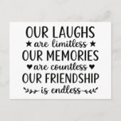 Onze lachsalvo's zijn onbeperkt Vriendschapsquote Briefkaart (Voorkant)