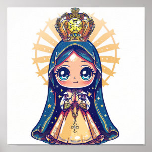 Onze Lady Aparecida, schattig kawaii stijl Poster