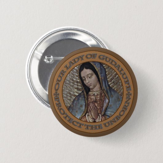 ONZE LADY GUADALUPE BESCHERMT DE ONGEBOREN RONDE BUTTON 5,7 CM (Voorkant /achterkant)