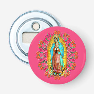 Onze Lady Guadalupe Maagd Mary Katholieke Saint Pi Button Flesopener