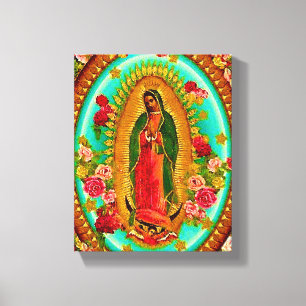 Onze Lady Guadalupe Mexicaanse Saint Virgin Mary Canvas Afdruk