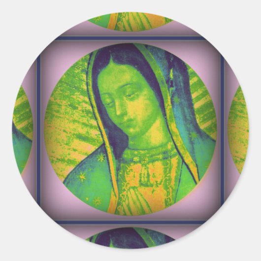 ONZE LADY GUADALUPE PRAY VOOR ONS RONDE STICKER (Voorkant)
