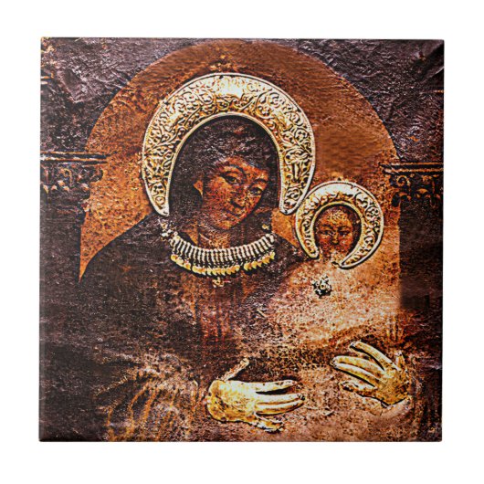 Onze Lady Maagd Mary en Jezus Geschilderd door St  Tegeltje (Voorkant)