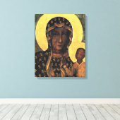 Onze Lady Mary van Czestochowa Polen Icon Canvas Afdruk (Insitu (Houten vloer))