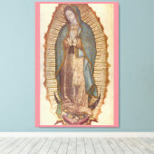 ONZE LADY OF GUADALUPE 30x45 NATUURLIJK ON PINK Canvas Afdruk (Insitu (Houten vloer))