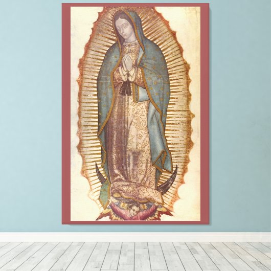 ONZE LADY OF GUADALUPE 30x45 NATUURLIJK OP BROWN Canvas Afdruk (Insitu (Houten vloer))