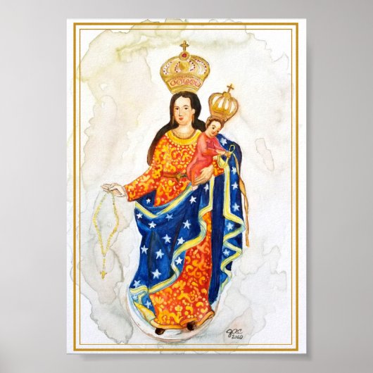 Onze Lady of Las Lajas Waterverf Archival Print (Voorkant)