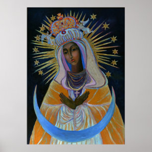 Onze Lady Ostra Brama Moeder van Mercy Black Madon Poster