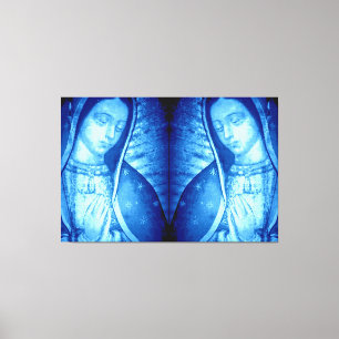 ONZE LADY VAN GUADALUPE BLUE 2 PANEL TERUG CANVAS AFDRUK