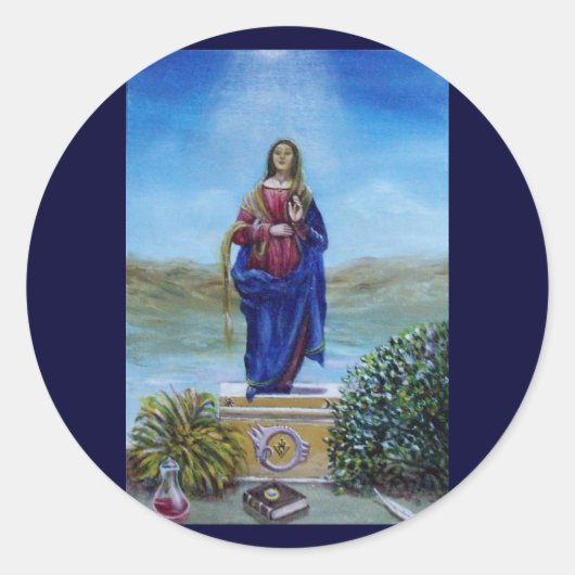 ONZE LADY VAN LICHTE Madonna van maculair begrip Ronde Sticker (Voorkant)