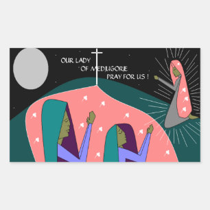 ONZE LADY VAN MEDJUGORJE PRAY VOOR ONS! RECHTHOEKIGE STICKER
