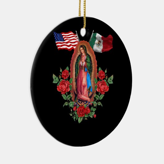 Onze Lady Virgen De Guadalupe Mexicaanse vlag Keramisch Ornament (Rechts)
