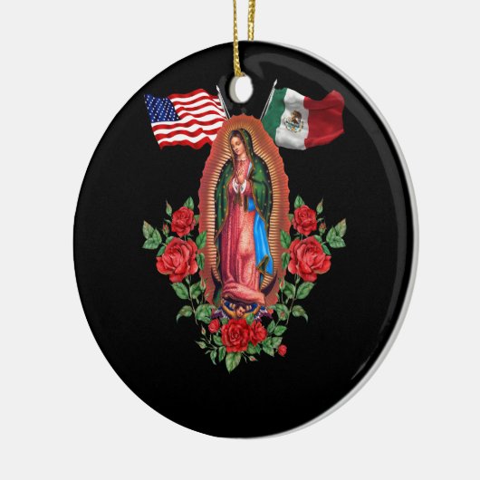 Onze Lady Virgen De Guadalupe Mexicaanse vlag Keramisch Ornament (Links)