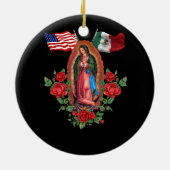 Onze Lady Virgen De Guadalupe Mexicaanse vlag Keramisch Ornament (Achterkant)