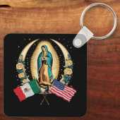 Onze Lady Virgen De Guadalupe Mexicaanse vlag Sleutelhanger (Achterkant)