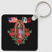 Onze Lady Virgen De Guadalupe Mexicaanse vlag Sleutelhanger (Achterkant)