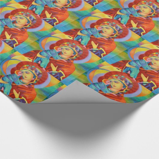 Onze Lady Virgin Mary Madonna en Child Cadeaupapier (Hoek)