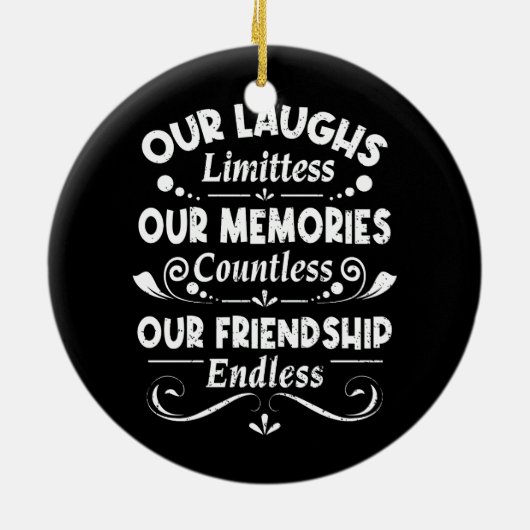 Onze Laughs grenzeloze herinneringen ontelbare vri Keramisch Ornament (Achterkant)