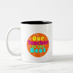 Onze leraar is het beste kleurrijke ontwerp tweekleurige koffiemok