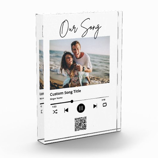 Onze Lied Huwelijksmuziek Scan QR-code Acryl Fotoblokken (Links)