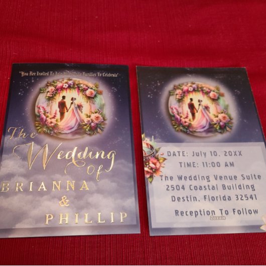 Onze liefde bereikt de bruiloft op de maan folie uitnodiging