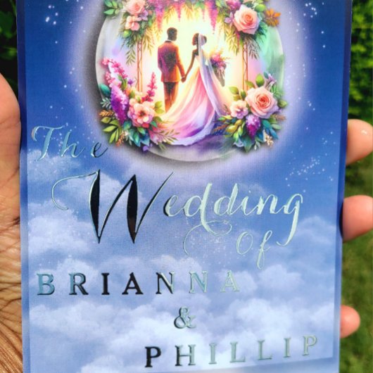 Onze liefde bereikt de bruiloft op de maan folie uitnodiging