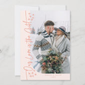 Onze Liefde Gift Christmas Pas getrouwd Foto Peach Feestdagenkaart (Voorkant)