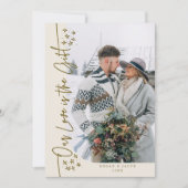 Onze liefde Gift Christmas Pas getrouwd Fotocrème Feestdagenkaart (Voorkant)