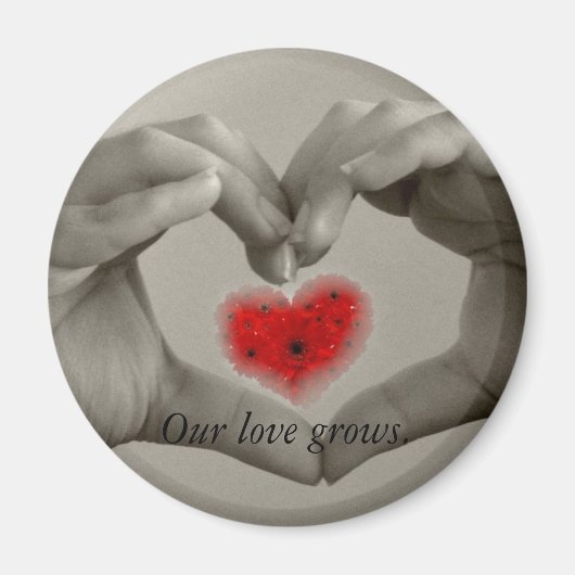 Onze liefde groeit - handen, hartmagneet magneet (Voorkant)
