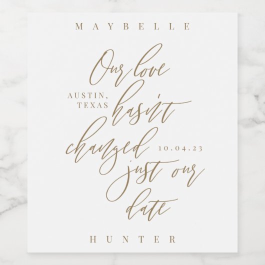 Onze liefde heeft niet alleen onze datum kalligraf wijn etiket (Enkel label)