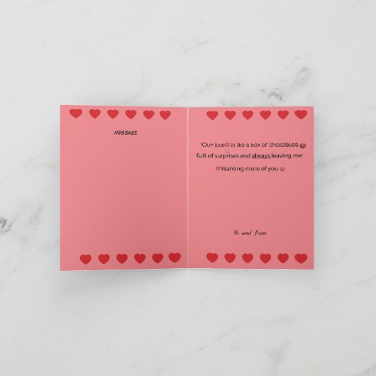 Onze liefde is als Valentijnsdag snoep voor echtge Kaart (Binnen)