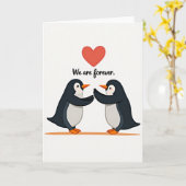 Onze Liefde Is Altijd Pinguïn Kaart (Gele Bloem)
