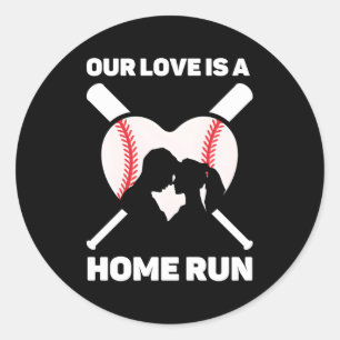 Onze liefde is een home run honkbal bruiloft jubil ronde sticker